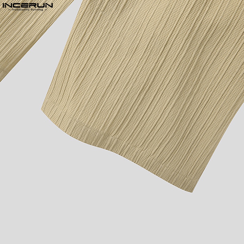 Set áo sơ mi ngắn tay + quần short INCERUN màu trơn cho nam