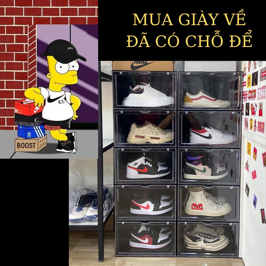 Combo 10h Hộp Đựng Giày Nhựa Cứng Trong Suốt - Cửa Ngang