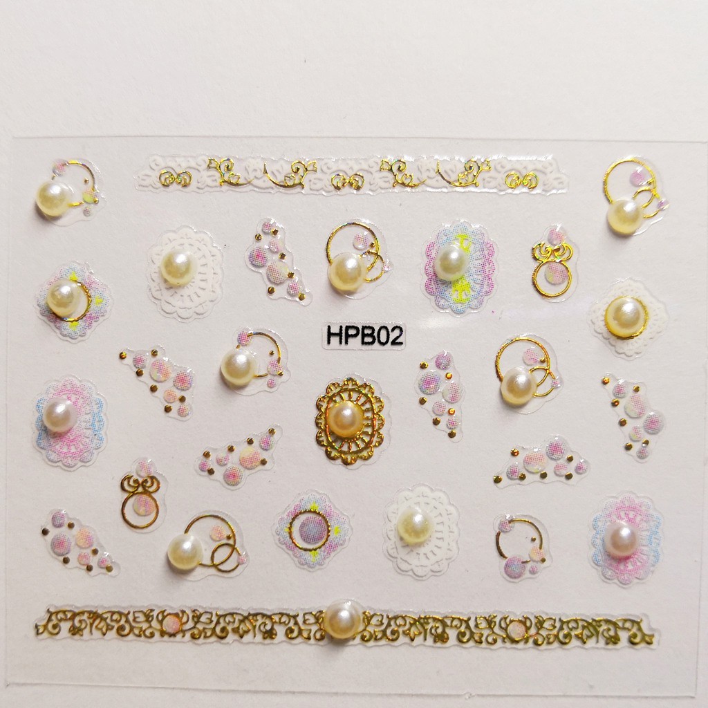 Hình dán ngọc trai giả độc đáo DIY trang trí móng nghệ thuật