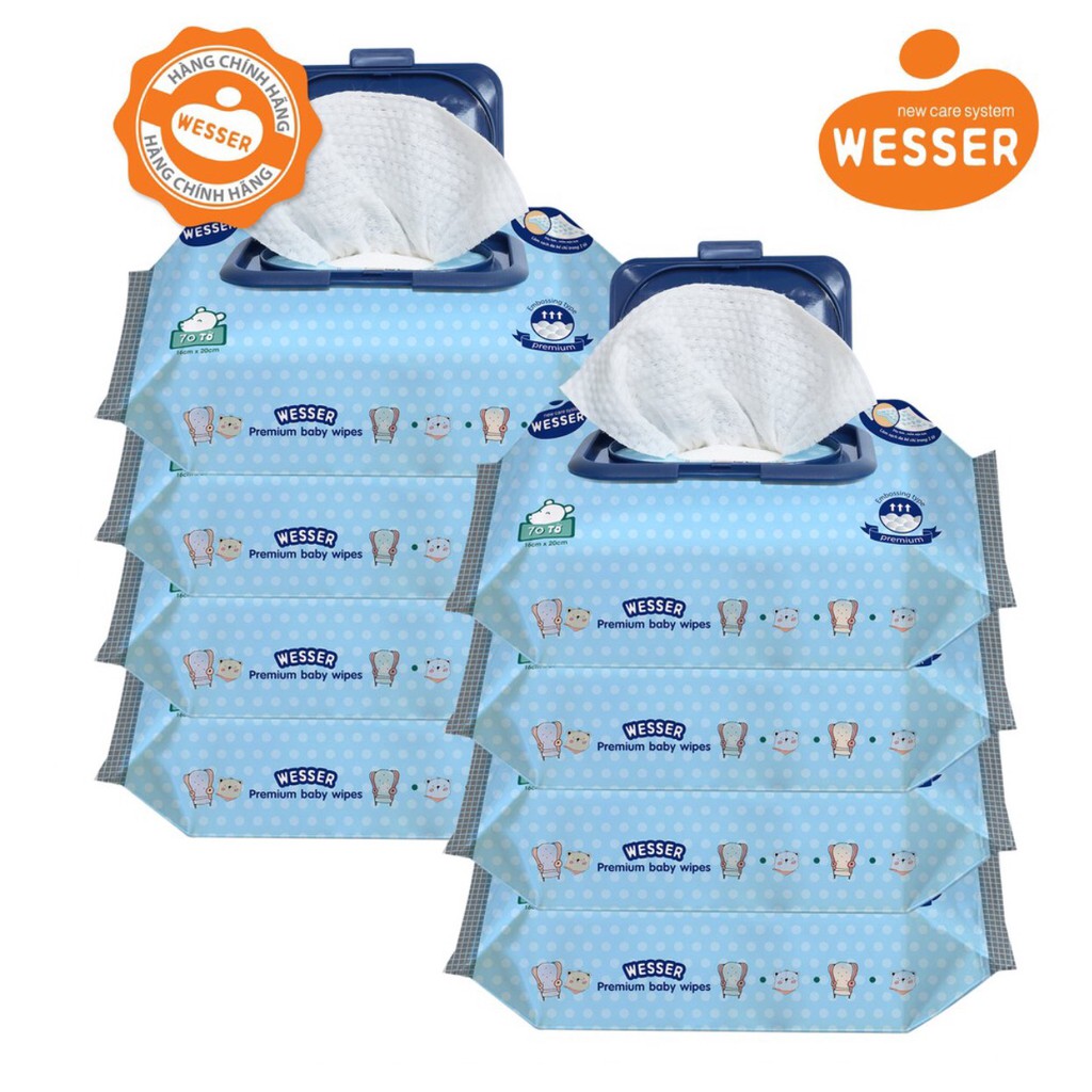 Mẫu mới Khăn ướt cao cấp Wesser 80 tờ và 72 tờ