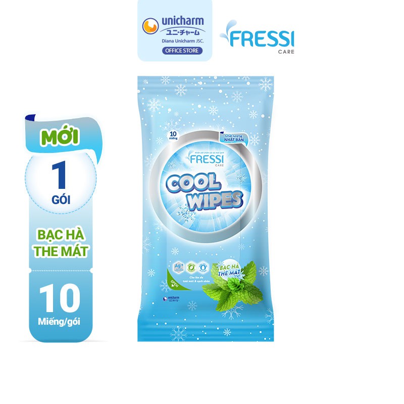 Khăn ướt chăm sóc da Fressi Care Cool (mới) gói 10 miếng