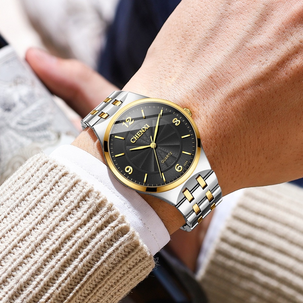 Đồng Hồ Analog Máy Quartz Dây Thép Không Gỉ Chống Thấm Nước CHENXI