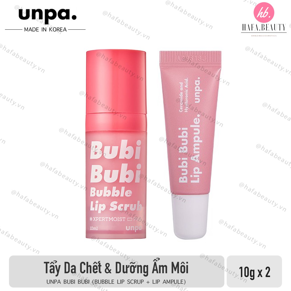 Tẩy Da Chết Môi & Son Dưỡng Môi Unpa Bubi Bubi (Bubble Lip Scrup 10ml + Lip Ampule 10g)