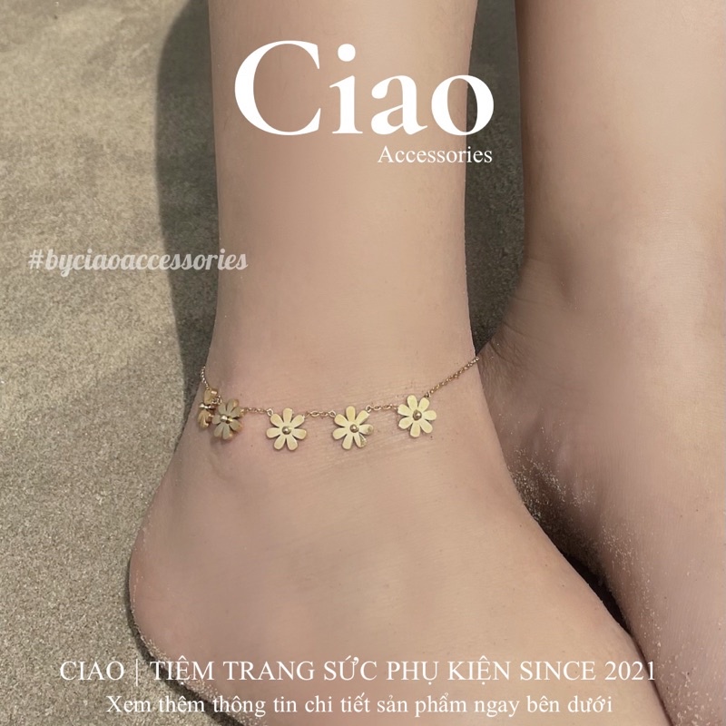 [HOẢ TỐC 1H] Vòng chân/ Lắc chân titan không gỉ thiết kế chuỗi hoa cúc hoạ mi tinh tế Marguerite Ciao