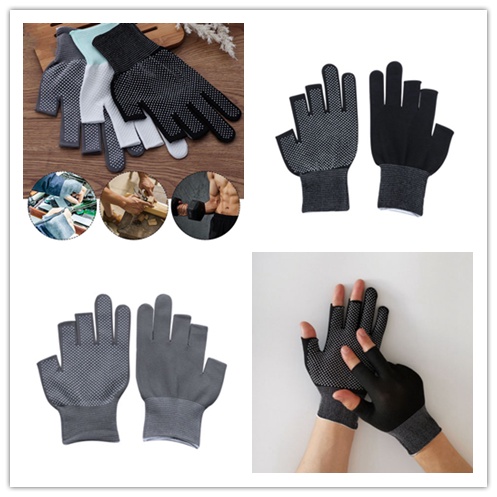Găng tay hở ngón bằng nylon chống nắng và chống trượt thích hợp cho nam/nữ khi đạp xe câu cá