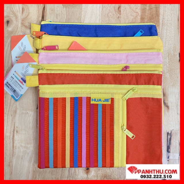 TÚI VẢI 3 NGĂN CAO CẤP A5 6666 ( 23,5 x 19cm)
