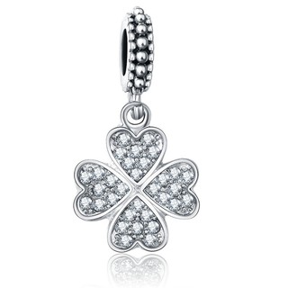 PAN - Charm treo cỏ 4 lá trắng bạc - Bạc S925 - Charm bạc cho vòng pan