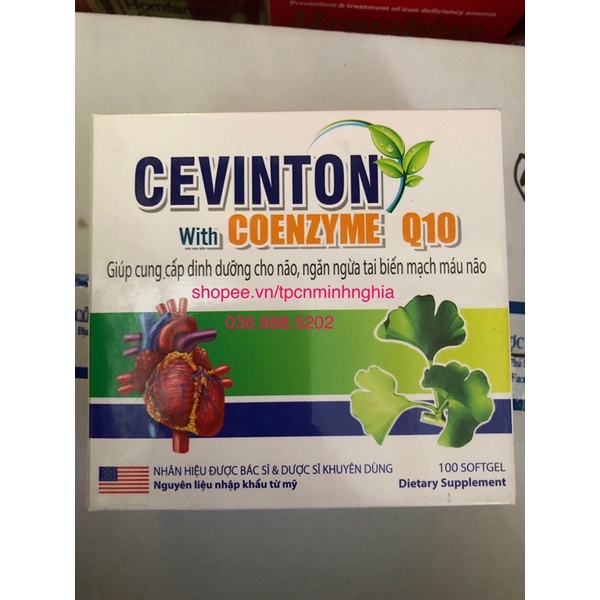 CEVINTON with coenzym Q10 Hoạt huyết dưỡng não Ginkgo Biloba Extract 360mg - 100 viên