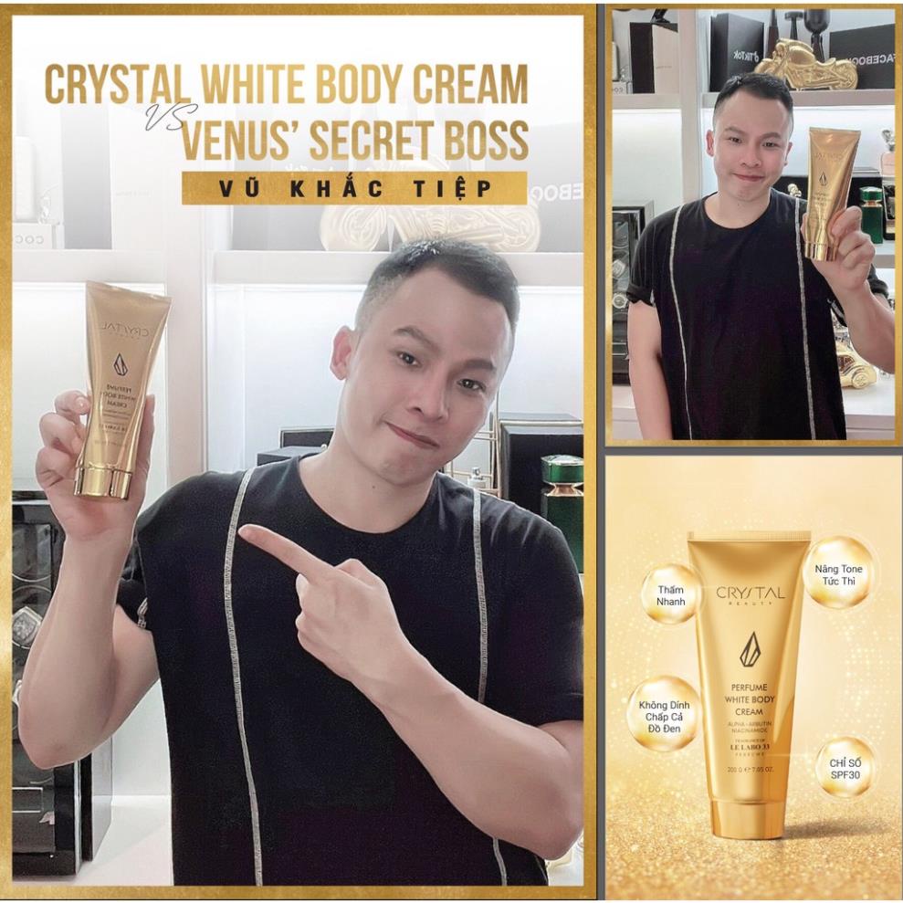 Kem dưỡng thể Crystal Beauty, white body cream và làm trắng da an toàn trắng sáng