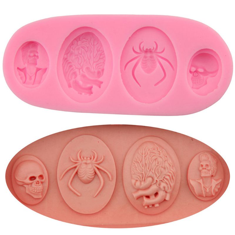 Khuôn silicone làm mặt dây chuyền hình đầu lâu 3D