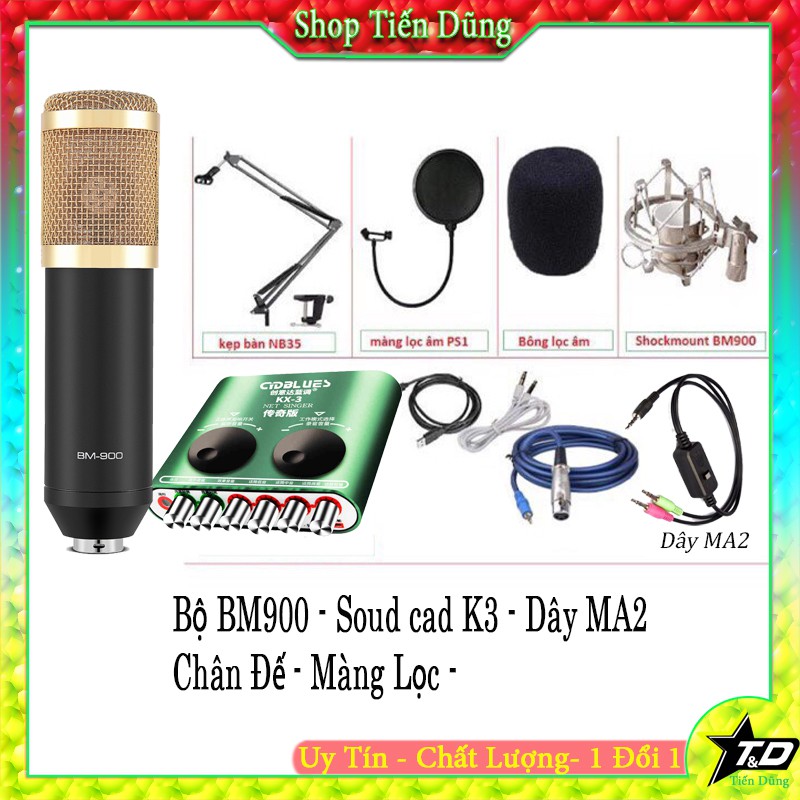 [Mã ELHACE giảm 4% đơn 300K] Bộ LIVESTREAM MIC BM900 SOUND CARD KX3 CHÂN ĐẾ DÂY LIVESTREAM MA2 MÀNG LỌC