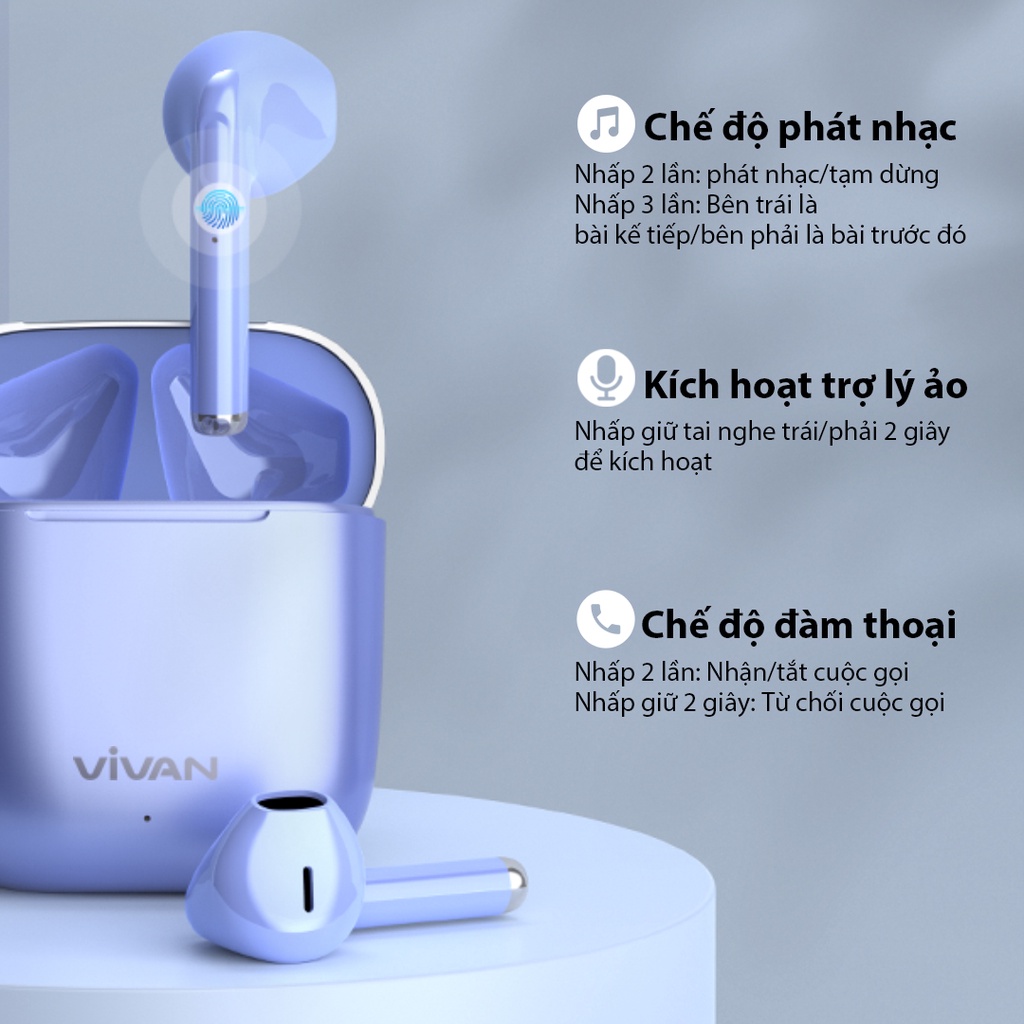 Tai Nghe Bluetooth VIVAN Liberty T220 Playtime Đến 28H Chống Nước Hàng Chính Hãng Bảo Hành 12 Tháng