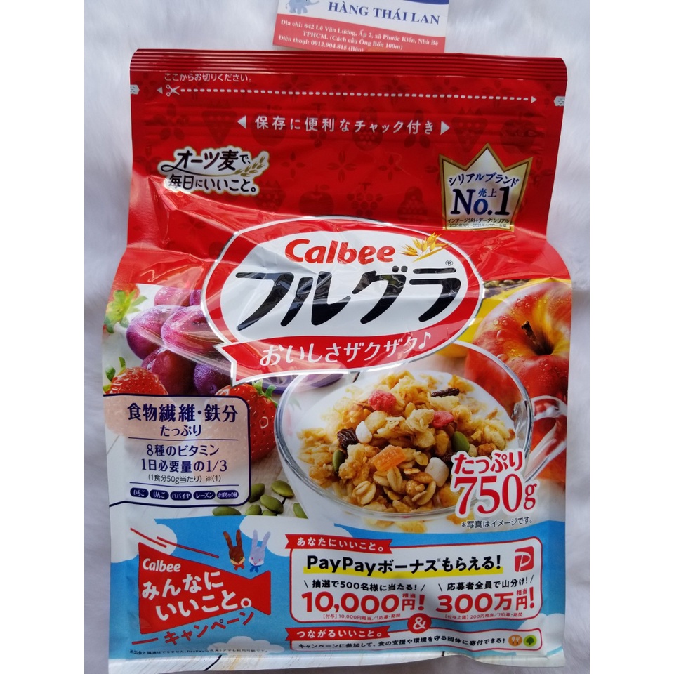 Combo 2 gói Ngũ cốc Calbee Nhật Bản- ngũ cốc Calbee màu đỏ 750g
