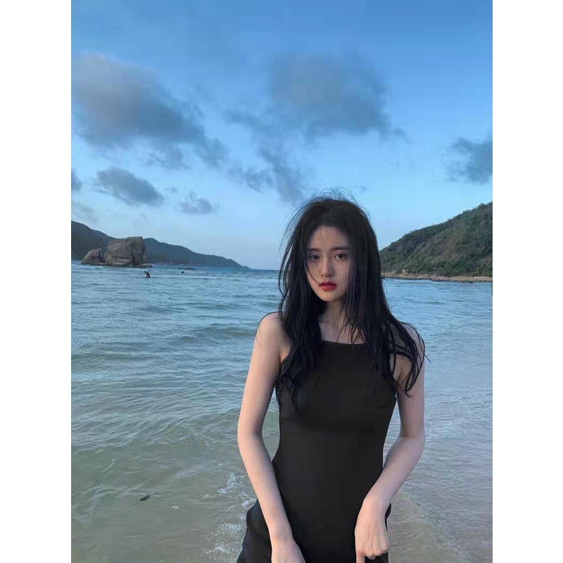 Đầm Dài Hai Dây Màu Trơn Phong Cách Phương Tây Thời Trang Cho Nữ