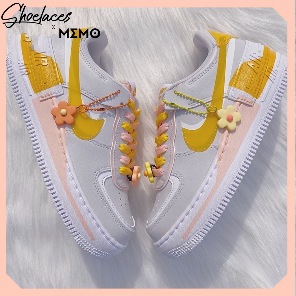 Combo dây giày Custom Nike  AF1 Shadow Pollen Rise- Vàng Hồng Cam