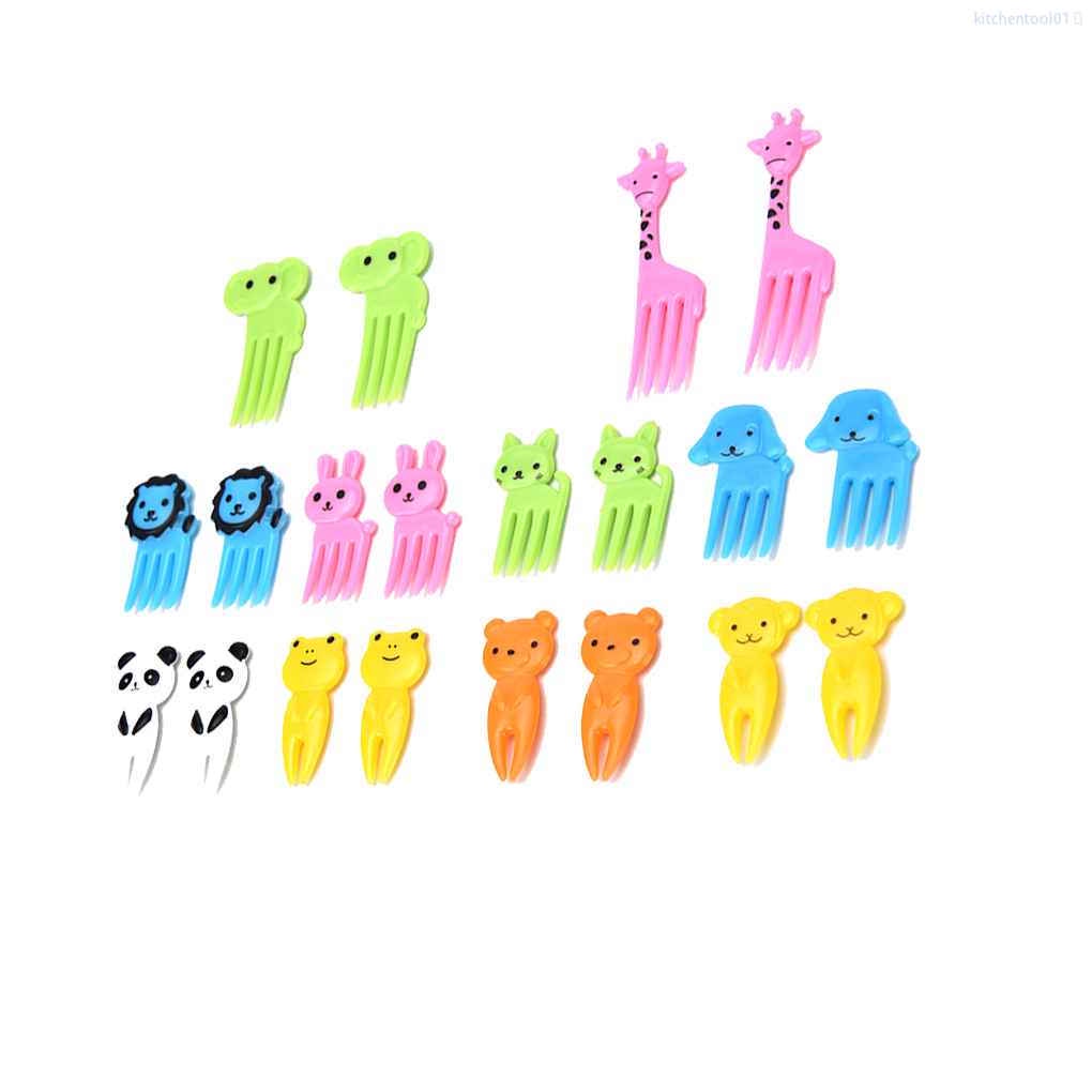 Set 10 Nĩa Ăn Trái Cây Hình Động Vật Hoạt Hình Dễ Thương Màu Sắc Ngẫu Nhiên Tiện Dụng Cho Nhà Bếp / Nhà Tắm / Ăn Tráng Miệng / Tăm01