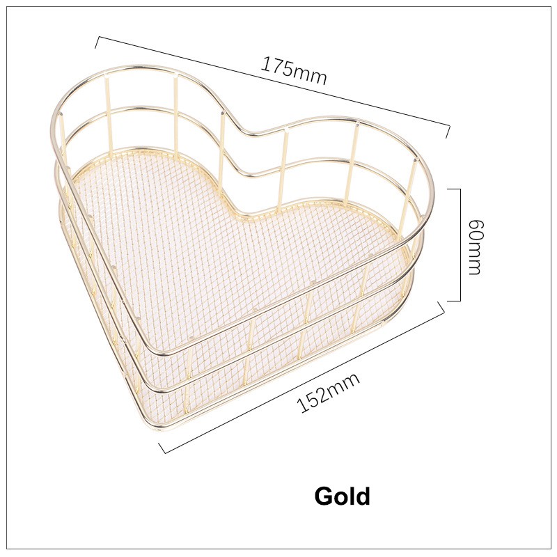 SUPO DEPOT - Giỏ Đựng Đồ Trang Điểm Để Bàn Bằng Thép Không Gỉ Hình Trái Tim Màu Vàng Hồng