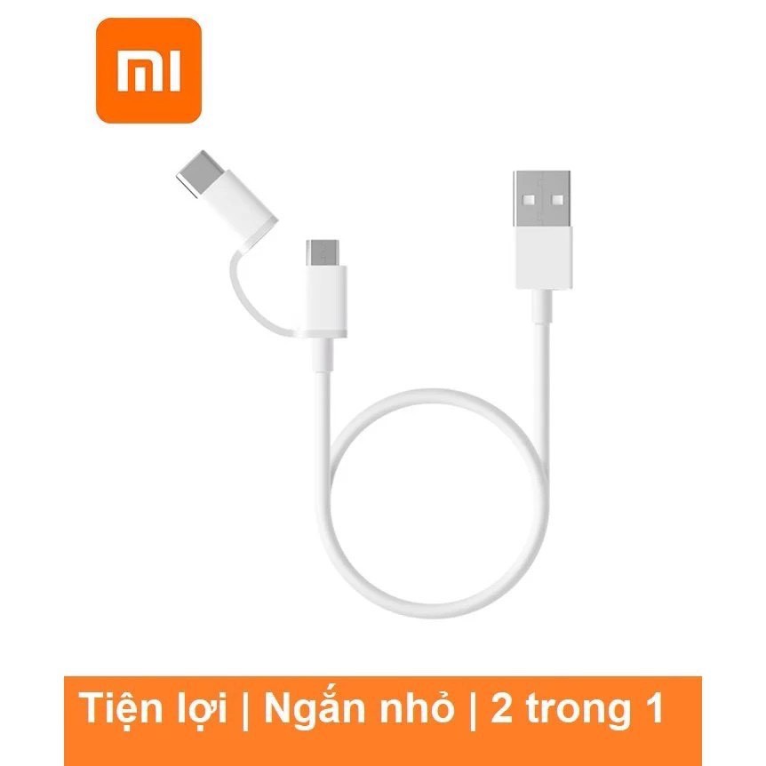 cáp sạc 2 đầu USB micro- type C