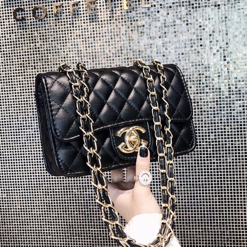 Túi đeo vai, đeo chéo nữ dây xích phối ô trám siêu sang chảnh