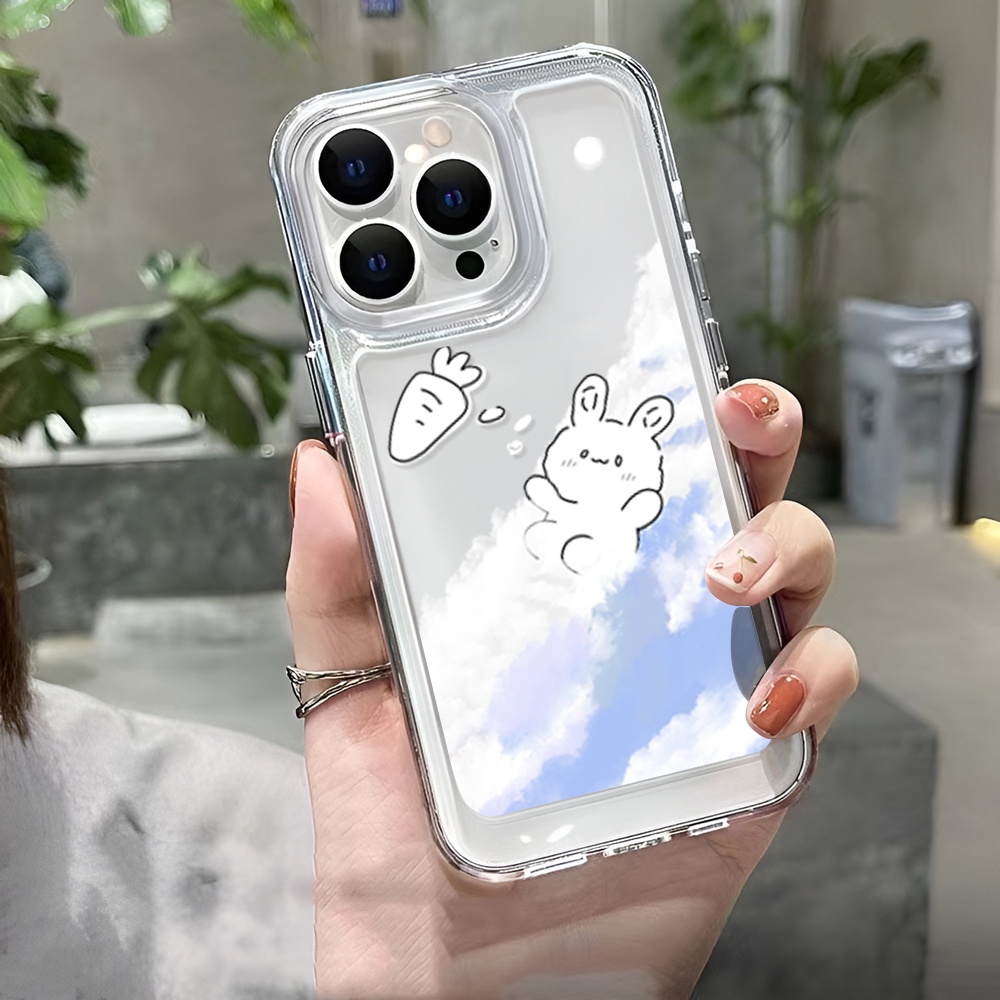 Ốp Điện Thoại Trong Suốt Hình Thỏ Đám Mây Cho iphone 14 Pro Max Plus 13 11 12 7Plus X XR XS Max 7 8 SE 2020