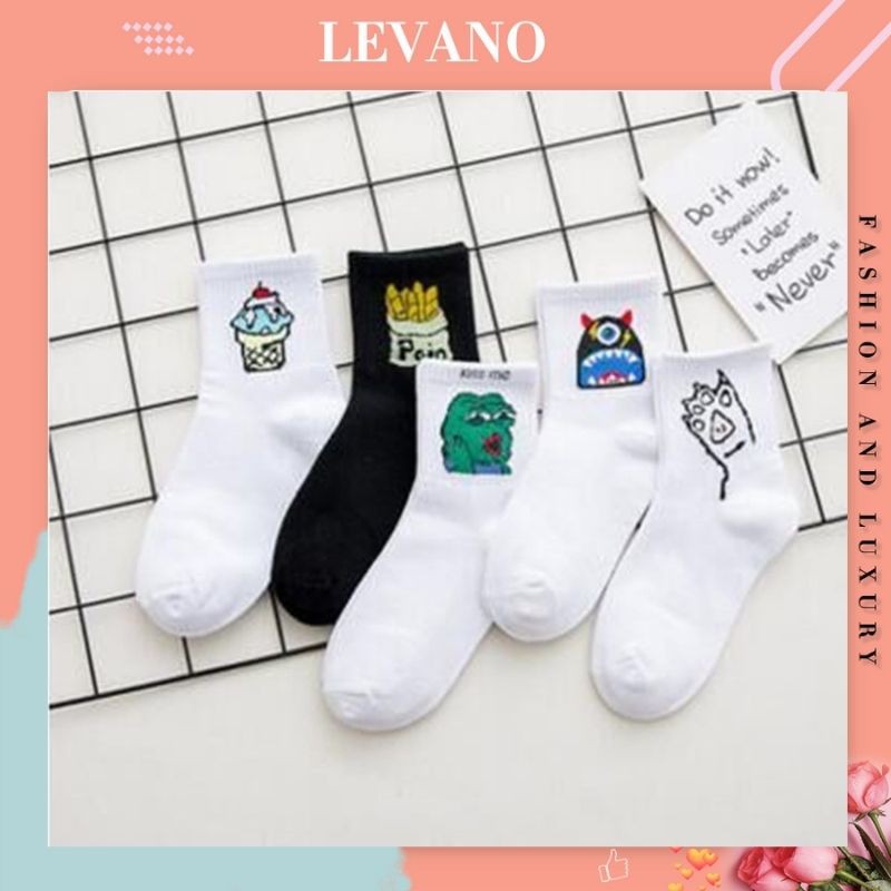Tất cổ ngắn nữ thể thao công sở LEVANO chất liệu cotton co giãn hút ẩm khử mùi T018