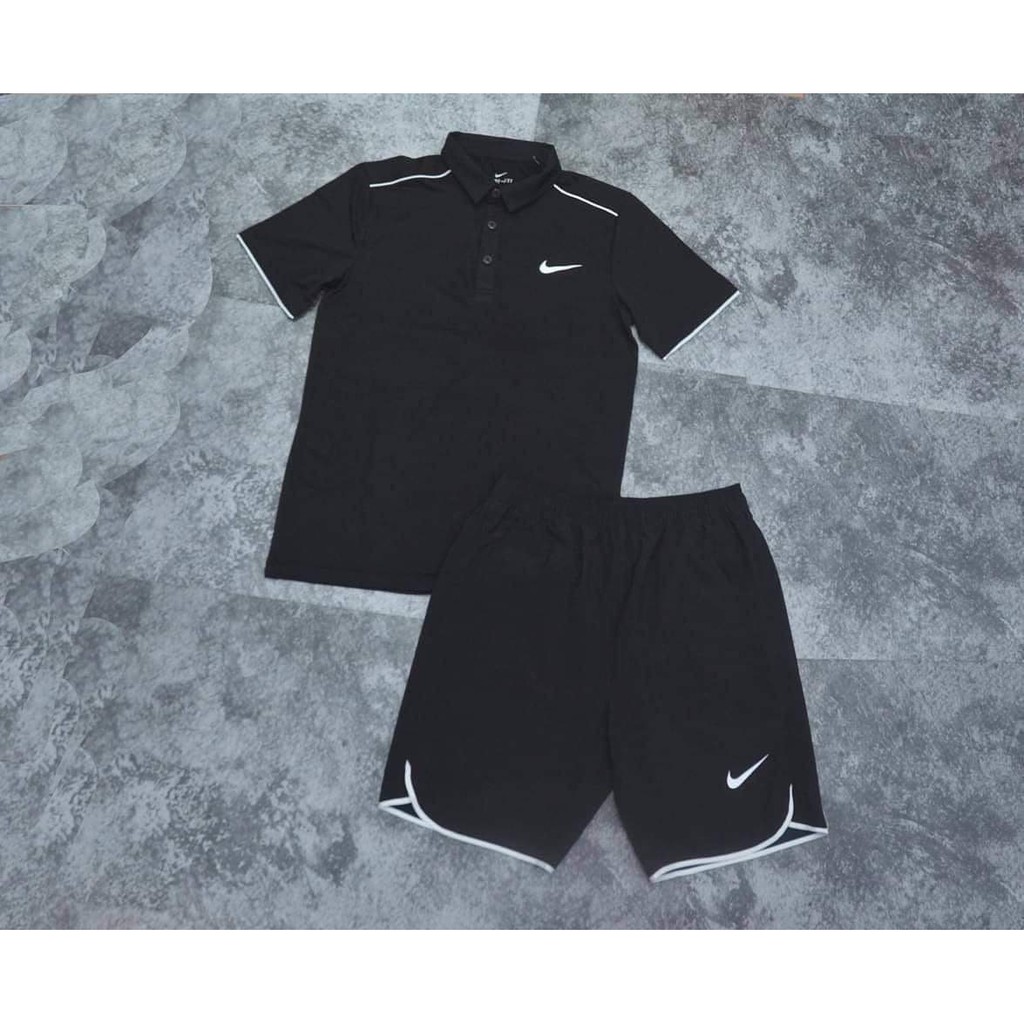 Quần áo thể thao nam 🌸FREESHIP🌸 Bộ thể thao in vân cổ bẻ 2 màu