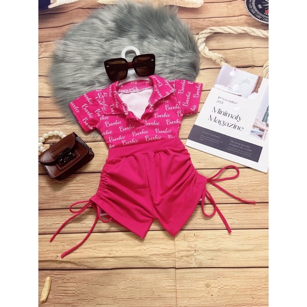 SET BỘ ÁO CROPTOP TAY NGẮN + QUẦN RÚT DÂY CHO BÉ