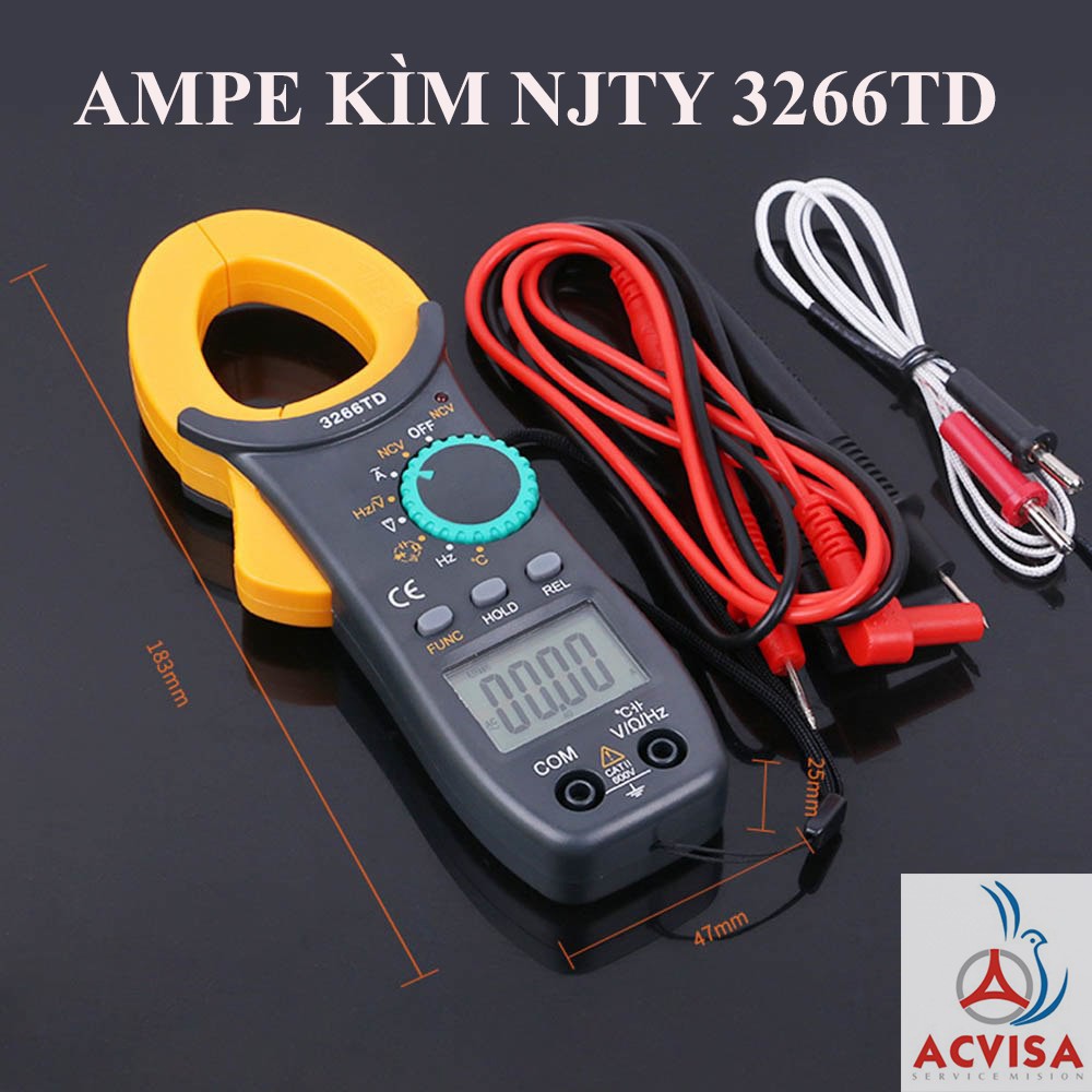 Ampe Kìm Đồng Hồ Vạn Năng NJTY 3266TD Đo Tụ,Tần Số, Nhiệt Độ