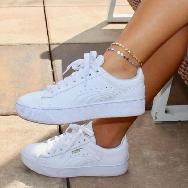 Giày thể thao sneaker 𝐏𝐔𝐌𝐀 trắng - thân giày da đế cao su đúc - cổ thấp đế cao 5cm - giay thể thao plus -b11