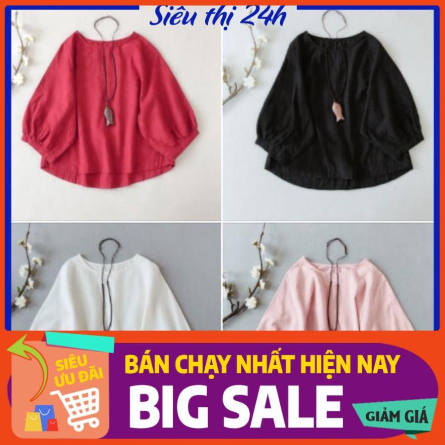 Áo đũi nữ, áo kiểu nữ bigsize, chất liệu Đũi tơ mềm mát, form vừa xinh Siêu thị 24 giờ AKH.46 !