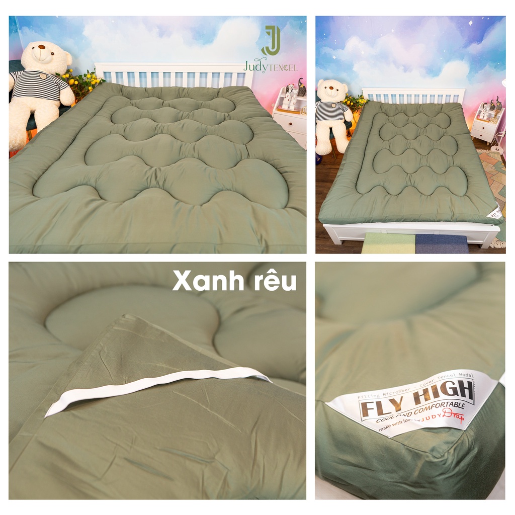 TOPPER Mát Lạnh - Tấm Làm mềm nệm - Nệm Mỏng Trải Sàn Tiện Ích 2 trong 1 JudyDrap Đủ Size - Xanh Rêu