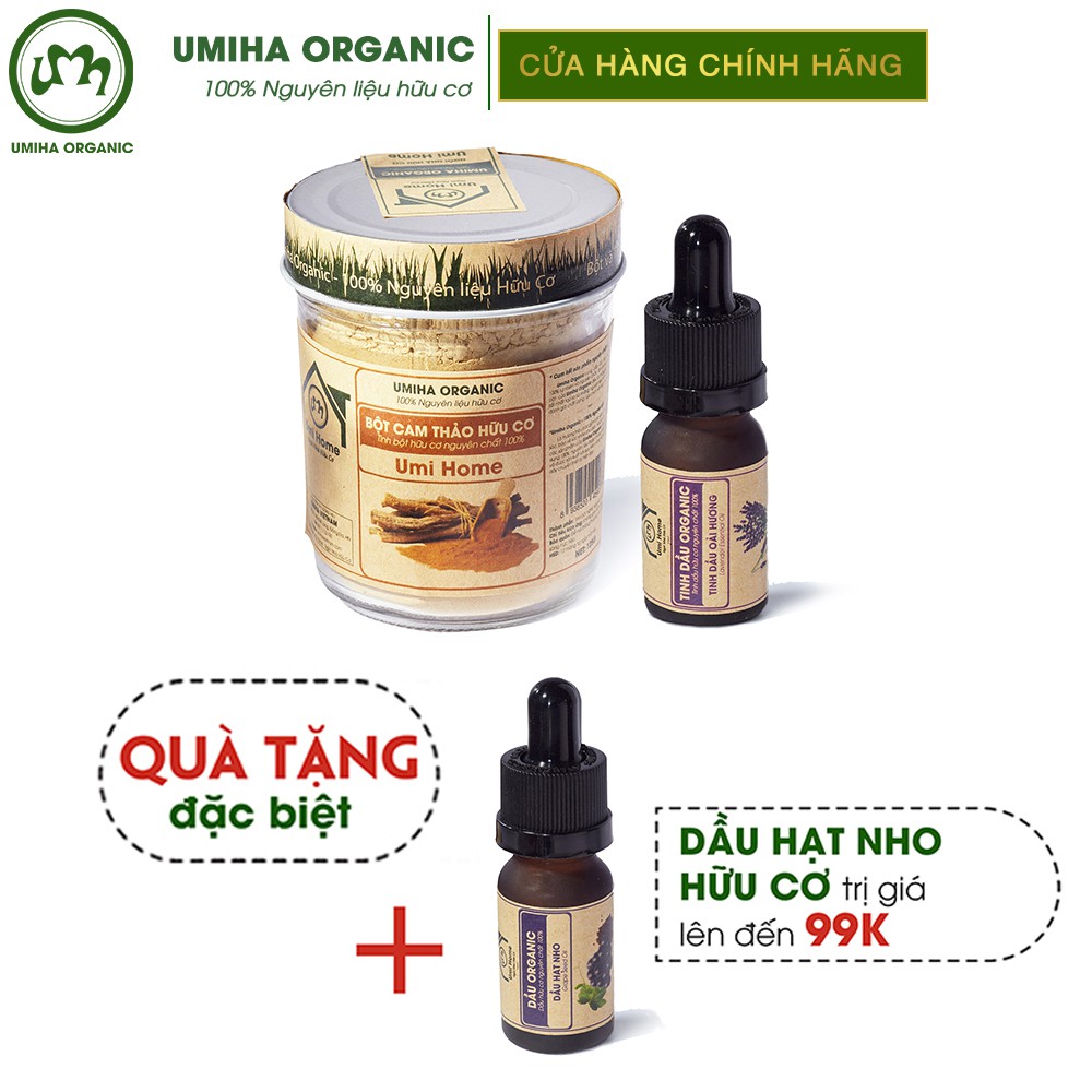 Combo tẩy da chết và xe khít lỗ chân lông UMIHA với Tinh dầu Oải Hương 10ml và Bột Cam Thảo 125g - Tặng Dầu Hạt Nho 10ml