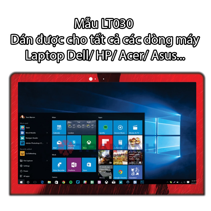 Miếng Dán Laptop - Mẫu LT030 hình Batman đỏ - Dán cho Dell, Hp, Asus, Lenovo, Acer, MSI, Surface,Vaio, Macbook