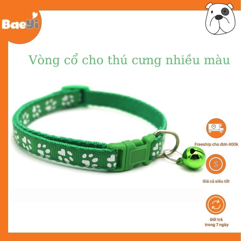 Vòng cổ cho chó mèo BaeYi có chuông, vòng đeo cổ cho chó lớn, cún nhỏ, phụ kiện thú cưng