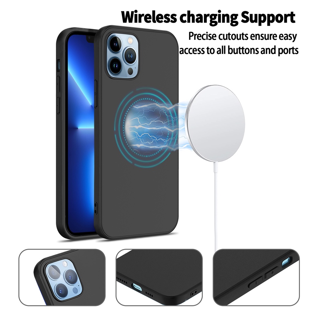 Ốp điện thoại silicon mềm màu đen trơn dành cho iphone 13 pro max 7 8 plus x xr xs max se 2020 iphone 12 pro max