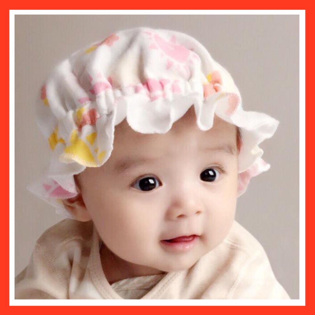 Mũ vành cotton nỉ co dãn cho bé sơ sinh từ 0-3m