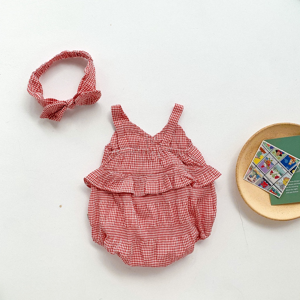 Set áo liền quần một mảnh và băng đô cho bé sơ sinh