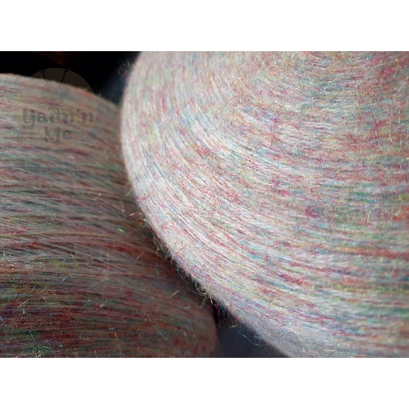 Len acrylic pha mohair nhủ kim tuyến loang pastel
