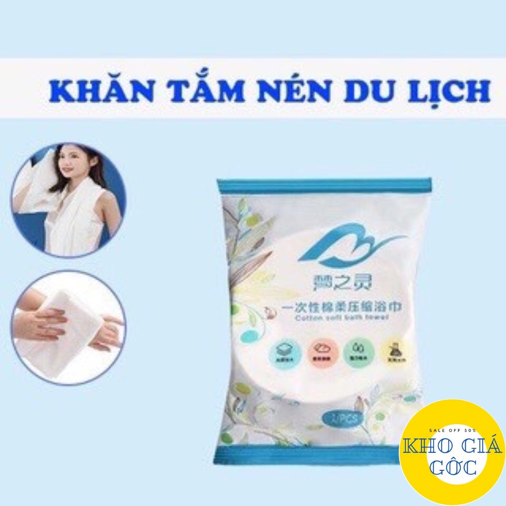 Khăn Tắm VIÊN NÉN du lịch (70x140cm) dùng một lần, Khăn tắm cotton tiện lợi