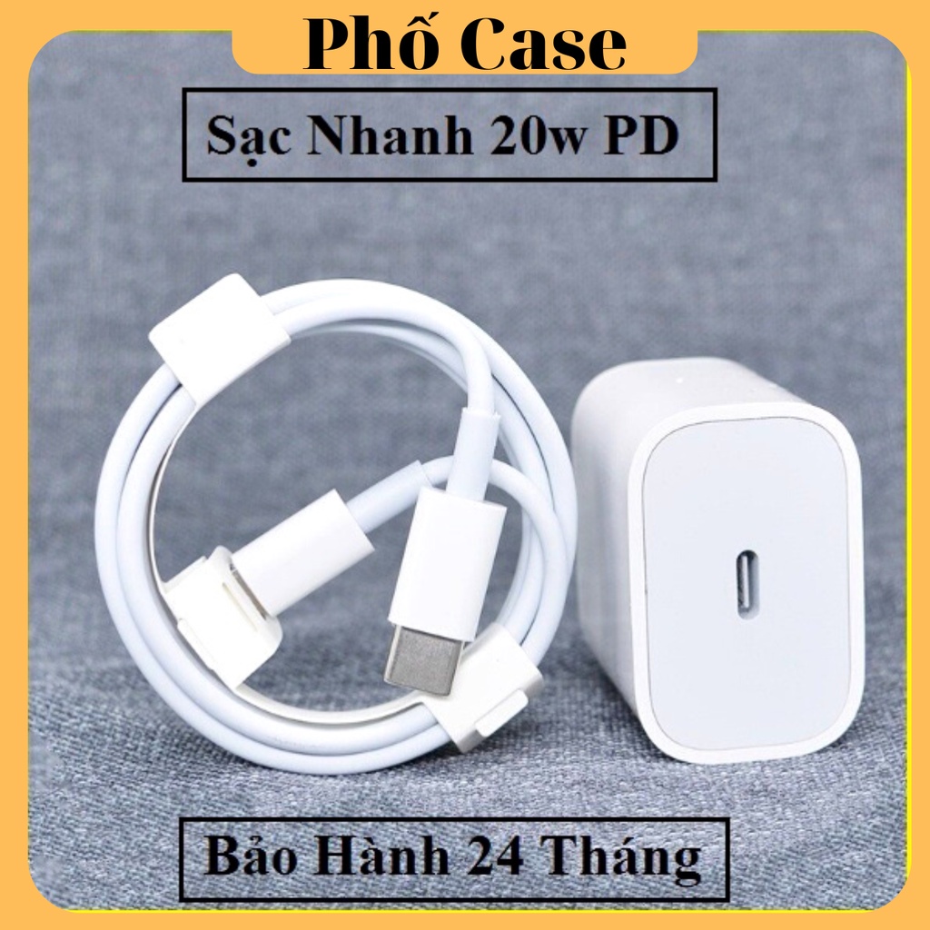 Bộ Củ Cáp Sạc Nhanh PD 20w Cho 8/X/Xr/Xsmax/11/12/13. Cáp TypeC to 20w [ BH 24 Tháng ]