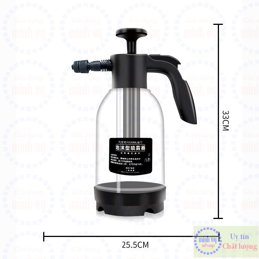 [ 3 đầu béc ] Bình xịt bọt tuyết rửa xe hơi ô tô cầm tay dung tích 2000ml -B2L-CT