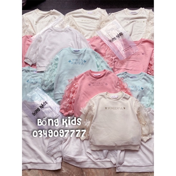 Áo Nỉ Bé Gái Tay Bồng Ren GJ