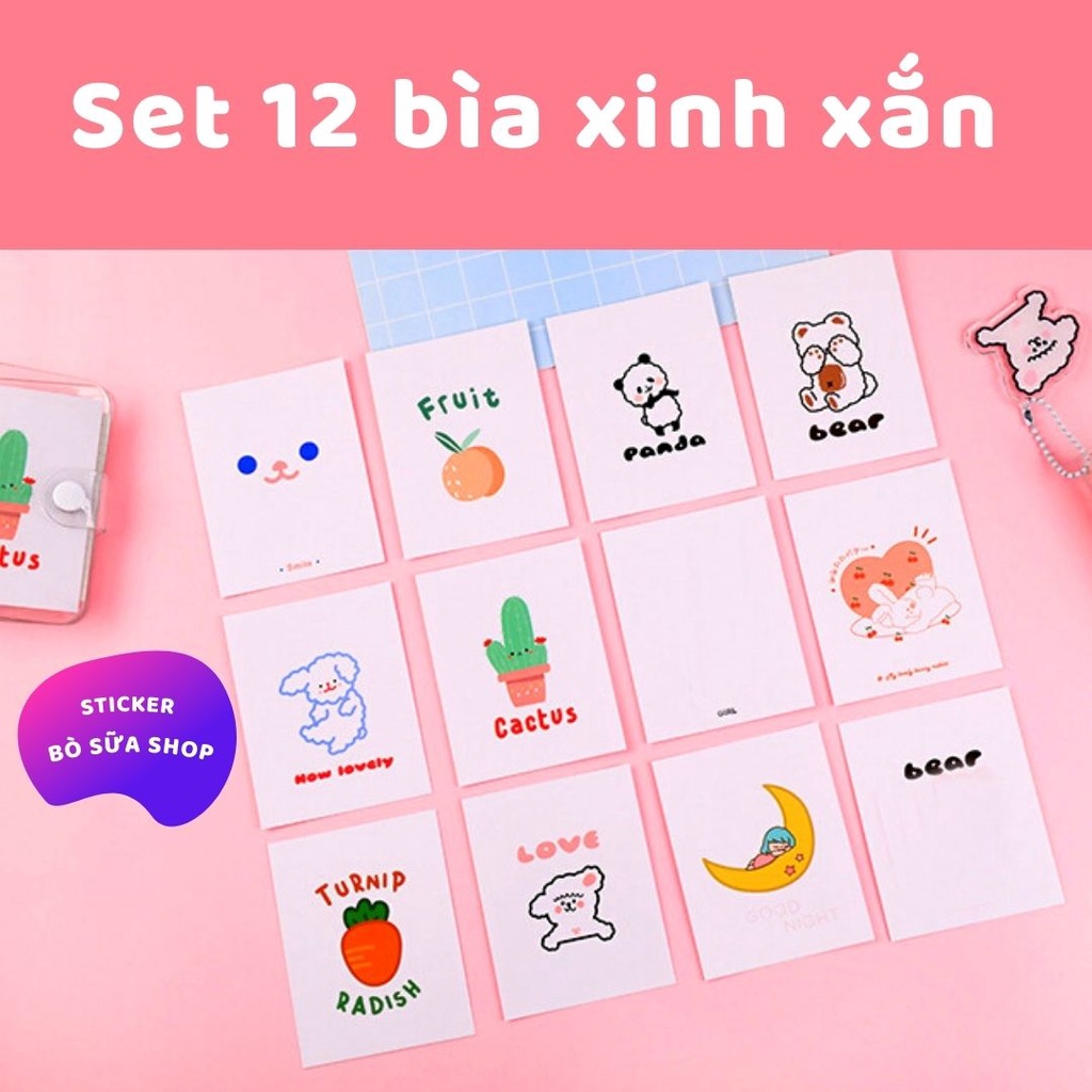 Sổ 3 còng mini Tặng kèm ngăn kẹp giấy tờ sticker trang trí sổ bìa nhựa dẻo còng màu pastel Stickerbosuashop