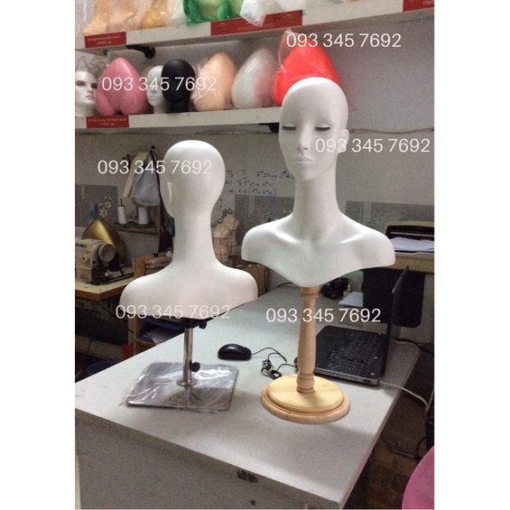 Đầu manocanh đội nón, đội tóc giả có đế