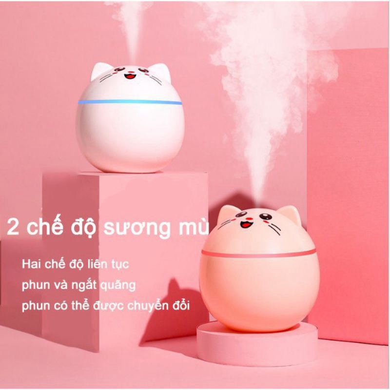 Đèn xông tinh dầu hình mèo cute, máy phun sương tạo độ ẩm