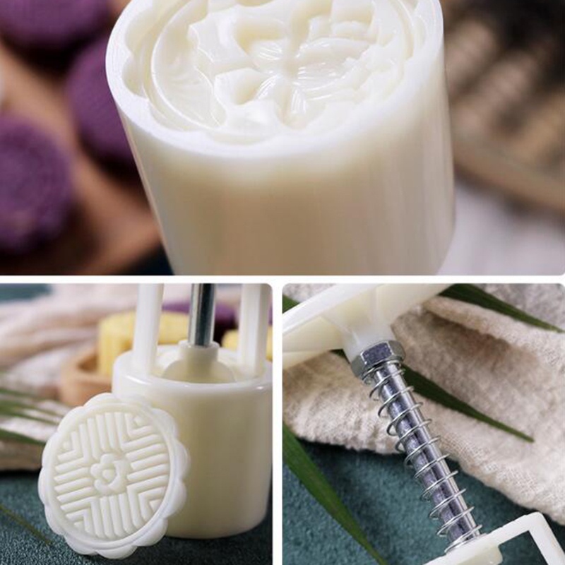 50g / 75g / 100g / 125g Bánh trung thu khuôn mẫu gia đình không dính bánh đậu xanh mô hình in ấn dập nổi làm băng da snack bánh ngọt chảy tim bánh mài công cụ