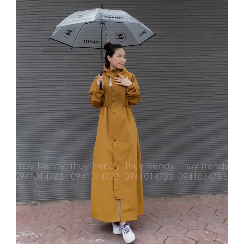 áo mưa nữ dáng măng tô 2 lớp đa dụng chống nước chống gió
