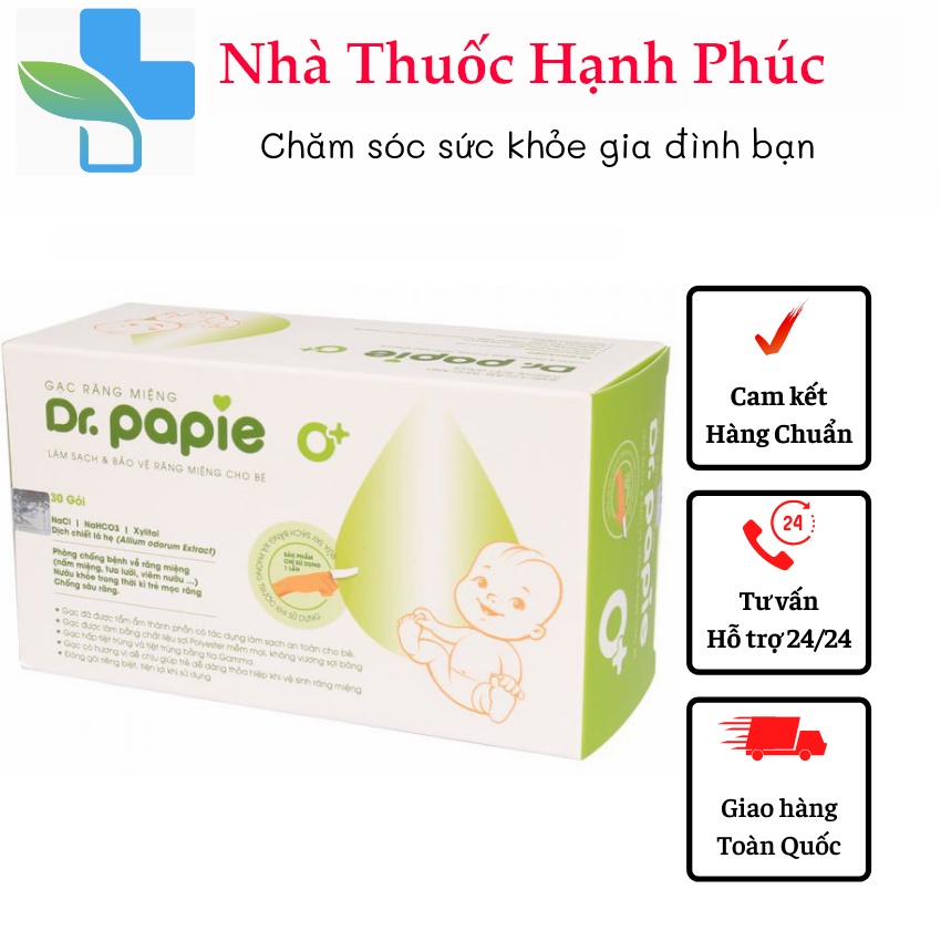 Gạc rơ lưỡi Dr Papie vệ sinh răng miệng / Rơ lưỡi Dr Papie cho bé (30 gói)