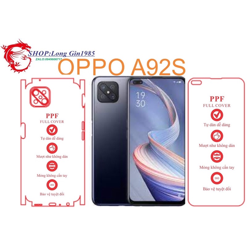 Oppo A92S miếng dán trong Ppf mặt sau và mặt trước chống va đập chống trầy xước