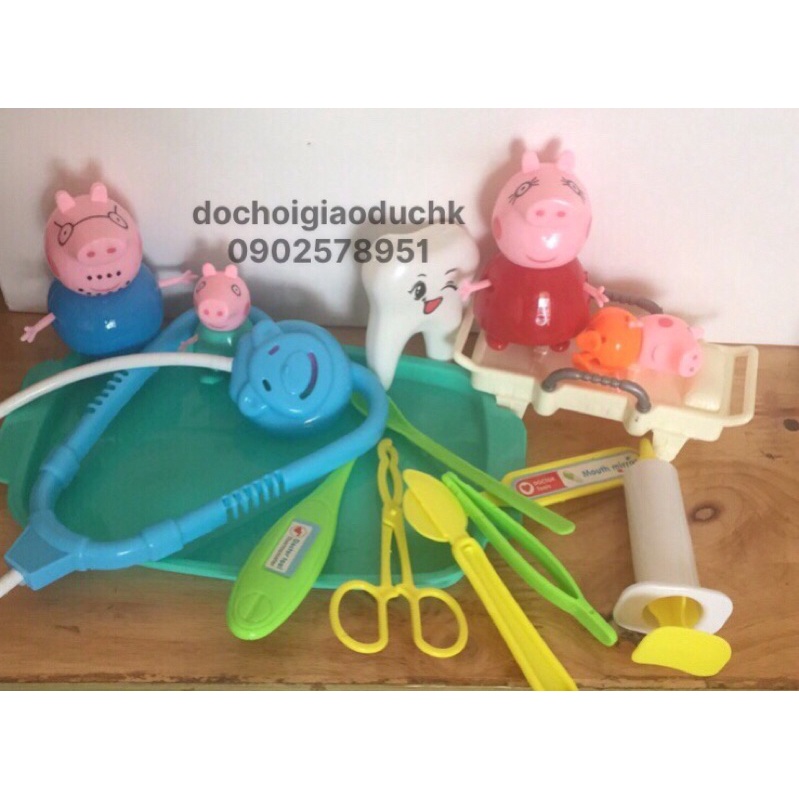Đồ chơi gia đình heo peppa và đồ bác sĩ xinh xắn đáng yêu